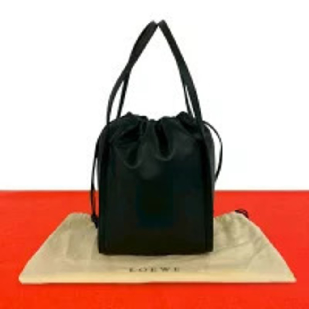 Loewe Anagram Nappa Leather Drawstring Handbag Tote Black